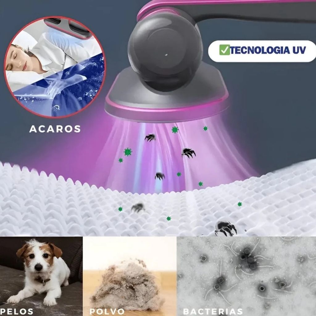 Aspiradora Portátil UV - Elimina Ácaros, Pelos y Bacterias