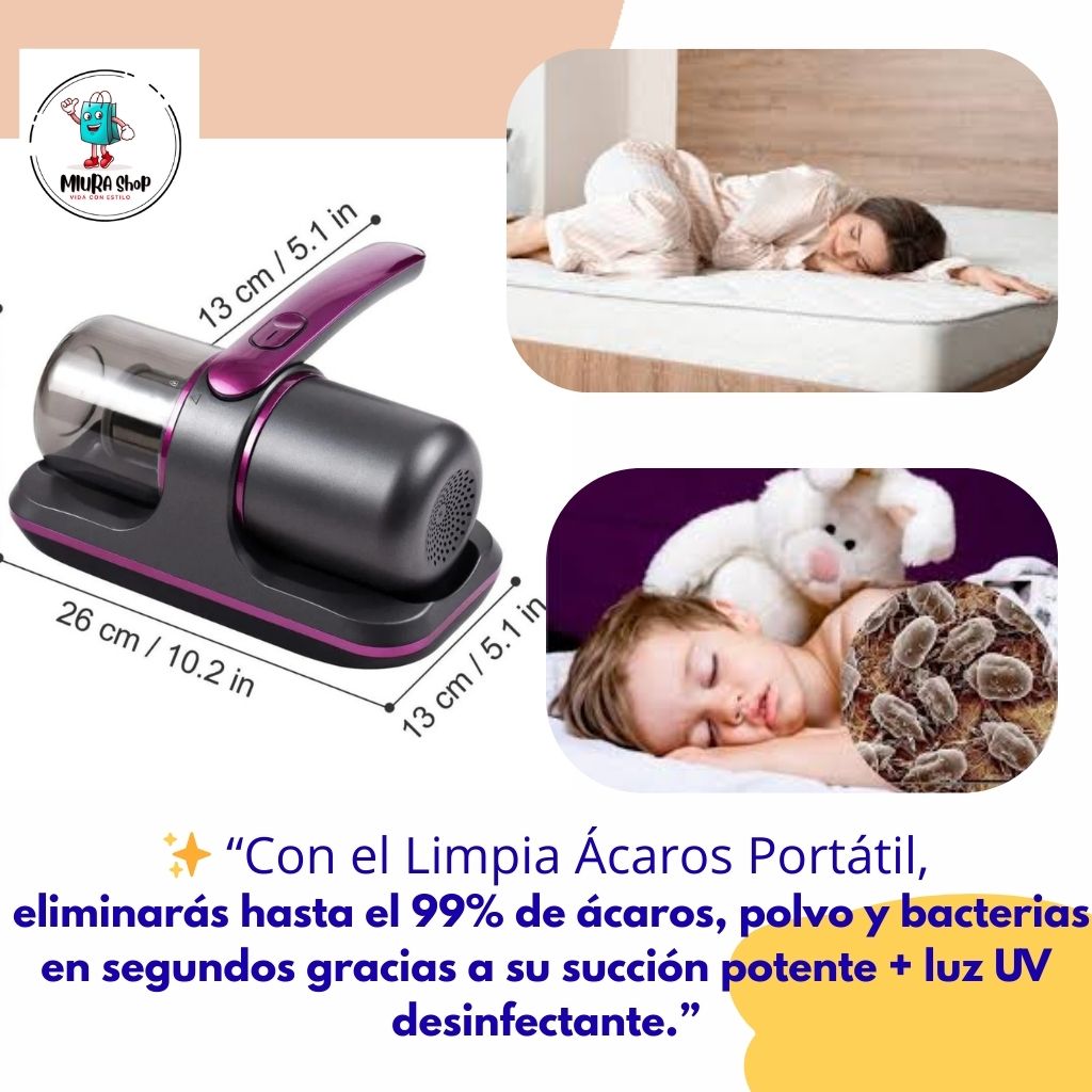 Aspiradora Portátil UV - Elimina Ácaros, Pelos y Bacterias
