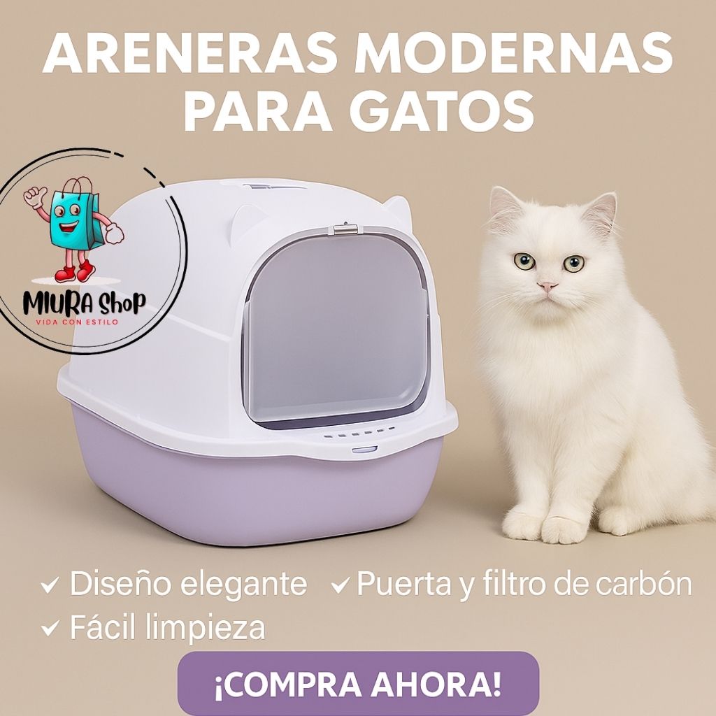 Arenera Moderna para Gatos con Filtro de Carbón