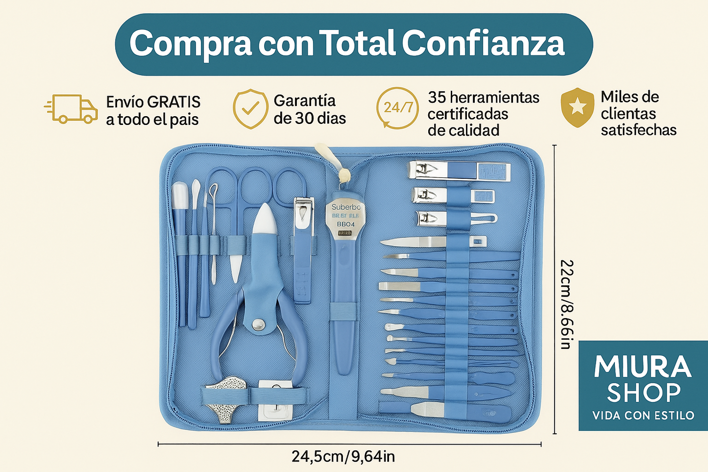 Kit Profesional de Manicure y Pedicure 35 Piezas - Set Completo de Belleza