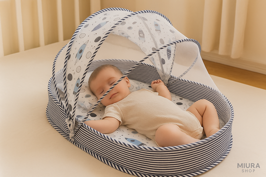 Cuna Portátil para Bebé con Mosquitero - Incluye Colchón y Cojín