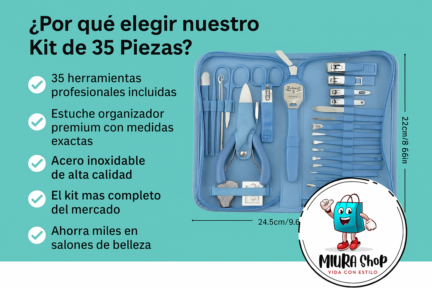 Kit Profesional de Manicure y Pedicure 35 Piezas - Set Completo de Belleza